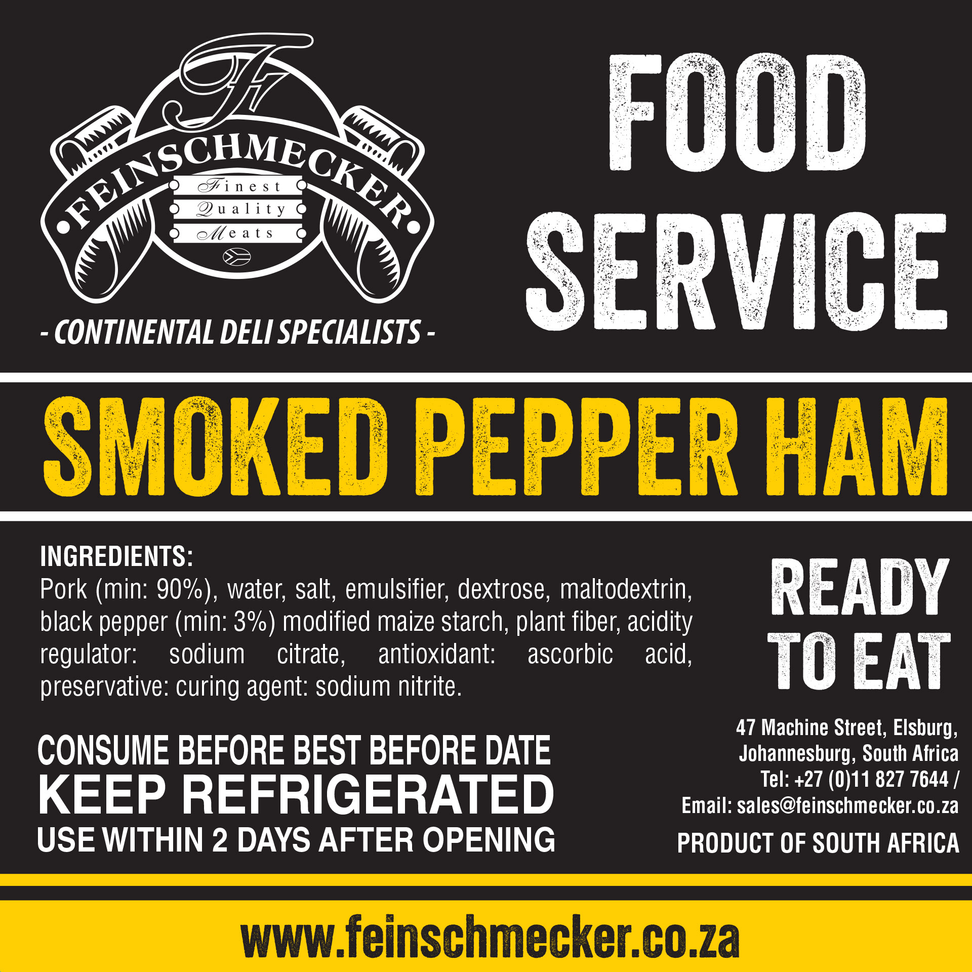 Catering Sliced Pepper Ham, Smoked