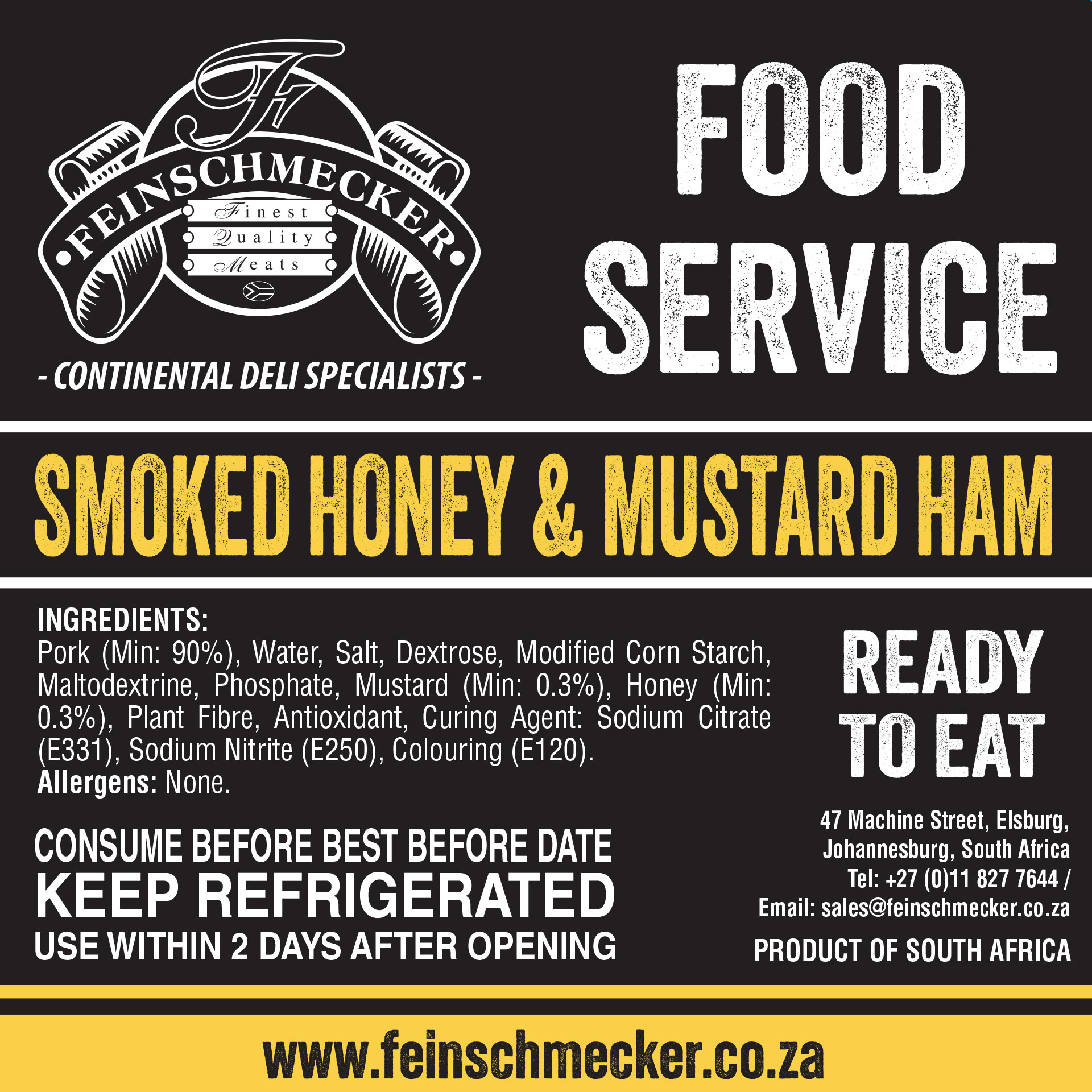 Catering Sliced Honey & Mustard Ham, Smoked