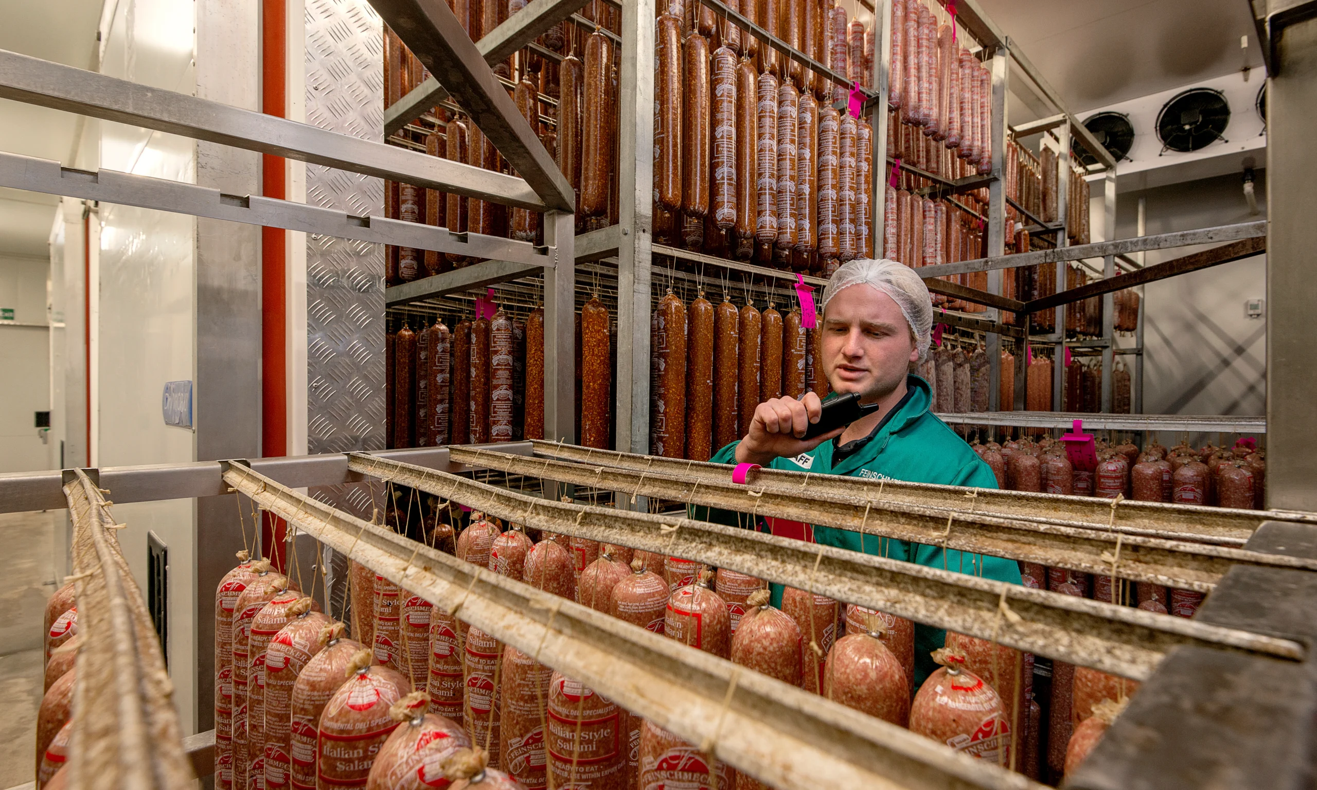 Salami maturing room at the Feinschmecker factory
